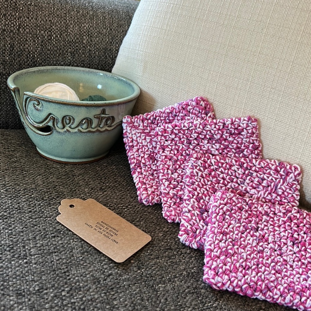 NWT 4 Coasters Made in USA with 100% recycled cotton! Perfect to use as trivet!